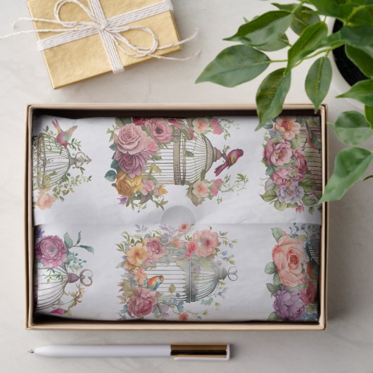 Floral Bird Cages for Small Decoupage Projects Tissuepapier (Geschenk)