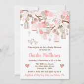Floral Bird Cages Roze Baby shower Kaart (Voorkant)