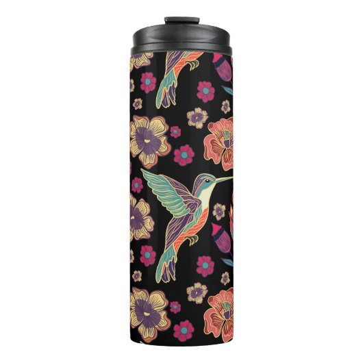 Floral Bird Design | op natuur geïnspireerd kunstw Thermosbeker (Voorkant)