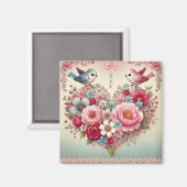 floral/bird/heart Valentijnsdag Magneet (Voorkant / Achterkant)