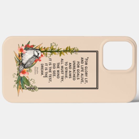 Floral Bird iPhone Case w/Sanderson quote (Achterkant (horizontaal))