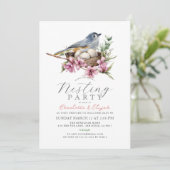 Floral Bird Nest Nesting Party Baby shower Kaart (Staand voorkant)