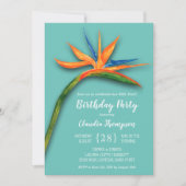 Floral Bird of Paradise Birthday Invitation (Voorkant)