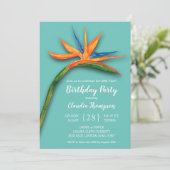 Floral Bird of Paradise Birthday Invitation (Staand voorkant)