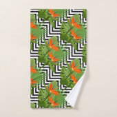 Floral Bird of Paradise Chevron Pattern Strelitzia Bad Handdoek (Handdoek)