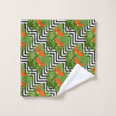 Floral Bird of Paradise Chevron Pattern Strelitzia Bad Handdoek (Wasdoekje)