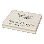 Floral Bird Origami Custom Handmade with Love Rubberstempel (Stempel)