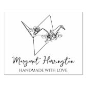 Floral Bird Origami Custom Handmade with Love Rubberstempel (Afrduk)