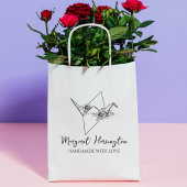 Floral Bird Origami Custom Handmade with Love Rubberstempel