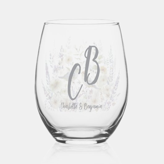 Floral Bird Personalized Best Mom Ever Script Mono Wijnglas Zonder Voet (Voorkant)