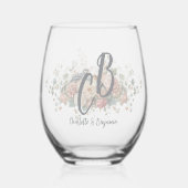 Floral Bird Personalized Best Mom Ever Script Mono Wijnglas Zonder Voet (Voorkant)