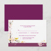 Floral Bird Sangria Wedding Menu Choice RSVP (Voorkant / Achterkant)