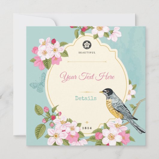 Floral/Bird Save the Date (Voorkant)