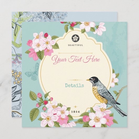 Floral/Bird Save the Date (Voorkant / Achterkant)
