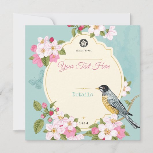 Floral/Bird Save the Date (Voorkant)