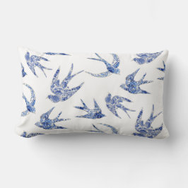 Floral Bird Swallow Blue White Chinoiserie  Kussen