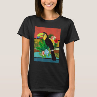 Floral Bird Tropical Animal Rainforest Retro Tou T-shirt