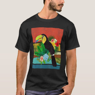Floral Bird Tropical Animal Rainforest Retro Tou T-shirt