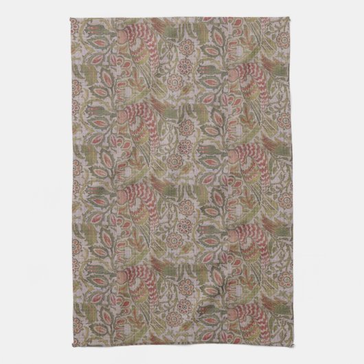  Floral Bird William Morris Dove en Roos Theedoek (Verticaal)