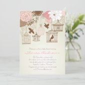 Floral Birdcage Baby shower Kaart (Staand voorkant)