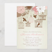 Floral Birdcage Baby shower Kaart (Voorkant / Achterkant)