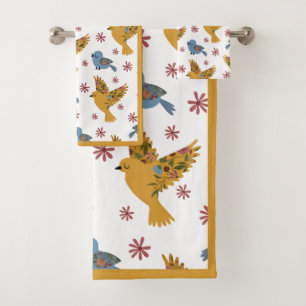 Floral Birds Bad Handdoek