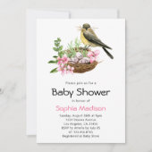 Floral Bird's Nest Baby shower Kaart (Voorkant)