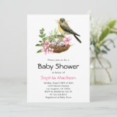 Floral Bird's Nest Baby shower Kaart (Staand voorkant)