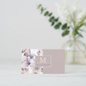 Floral Birds Paars en white natuur monogram Visitekaartje (Staand voorkant)