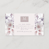 Floral Birds Paars en white natuur monogram Visitekaartje (Achterkant)