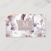 Floral Birds Paars en white natuur monogram Visitekaartje (Voorkant)