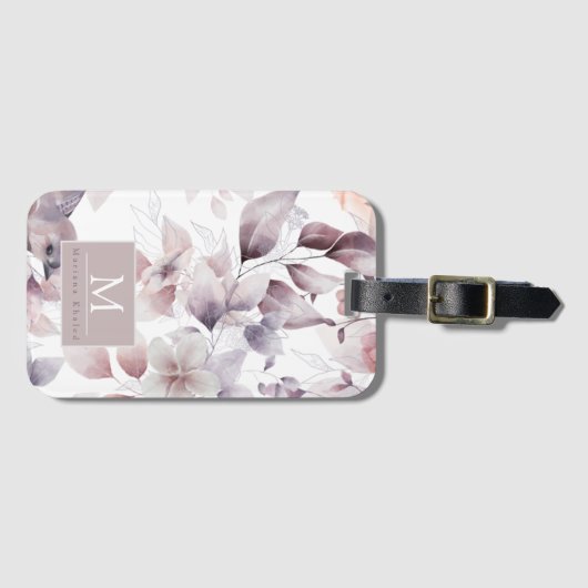 Floral Birds Paars en witte natuur baby shower Bagagelabel (Voorkant (horizontaal))