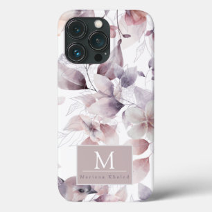 Floral Birds Paars en witte natuur baby shower Case-Mate iPhone Case