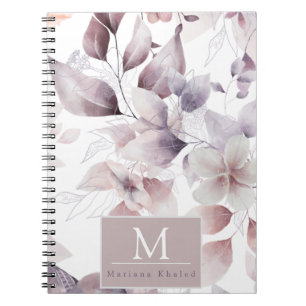 Floral Birds Paars en witte natuur baby shower Notitieboek