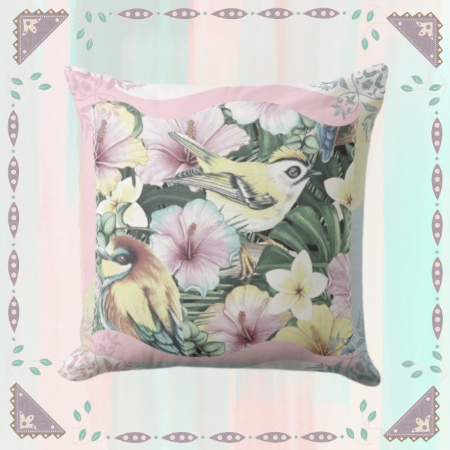 Floral Birds Pastels Kussen (Creator heeft geüpload)