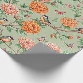 Floral Birds Pattern on Mint Background (7) Cadeaupapier (Hoek)