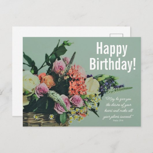 Floral Birthday Blessing Briefkaart (Voorkant / Achterkant)