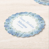 Floral Birthday Blue Hydrangeas Waterverf Kartonnen Onderzetters (Gekanteld)
