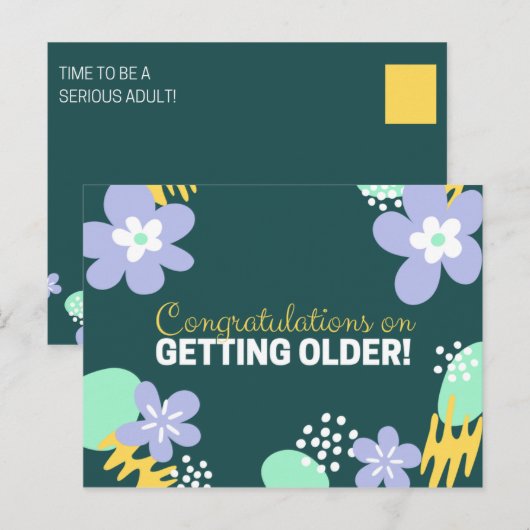 Floral Birthday Briefkaart (Voorkant / Achterkant)