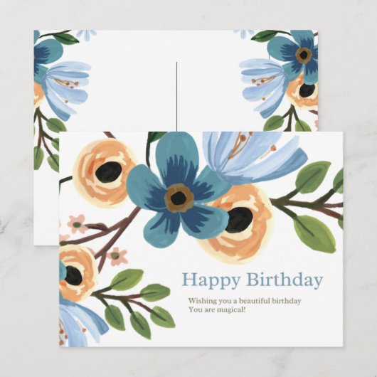Floral Birthday  Briefkaart (Voorkant / Achterkant)