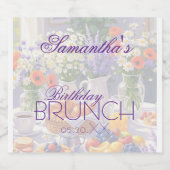 Floral Birthday Brunch Sparkling Wijnetiket (Enkel label)