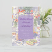 Floral Birthday Brunch Uitnodiging (Staand voorkant)