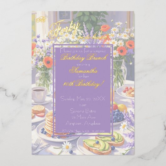 Floral Birthday Brunch Uitnodiging (Voorkant)