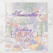 Floral Birthday Brunch Wijn Etiket (Enkel label)