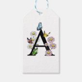 Floral Birthday Butterfly Monogram A Cadeaulabel (Voorkant)