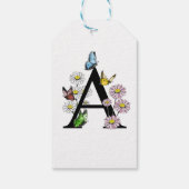 Floral Birthday Butterfly Monogram A Cadeaulabel (Achterkant)