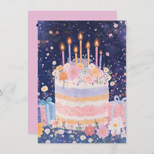 Floral Birthday Card (Voorkant / Achterkant)