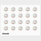 Floral Birthday Classic Round Sticker (Vel)