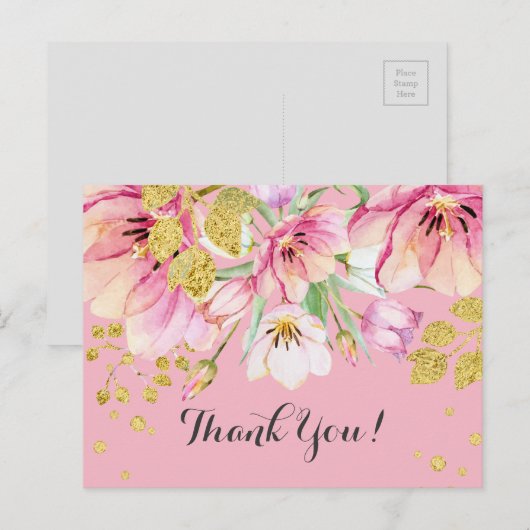 FLORAL, BIRTHDAY DANK JE KAART (Voorkant / Achterkant)