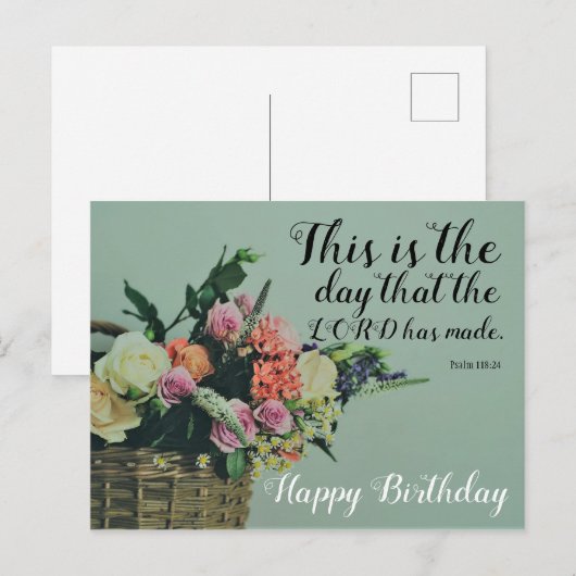 Floral Birthday Dit is dag Briefkaart (Voorkant / Achterkant)